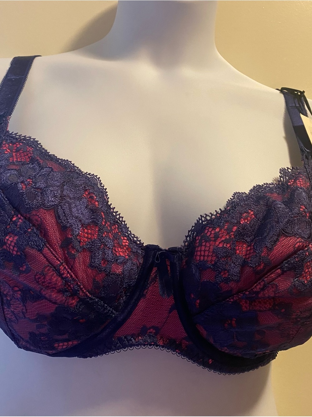 NWT Pour Moi Lace Underwire Bra in Deep Navy and Pink